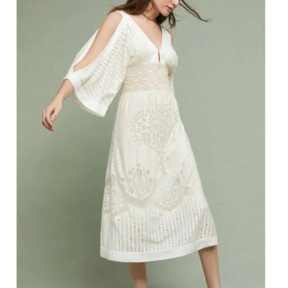 Anthropologie Farm Rio Solana White Cream Dress.  SZ S - Picture 1 of 13